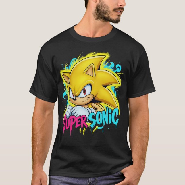 Camiseta Graffiti Super Sonic - Neon Drip Streetwear Design (Anverso)