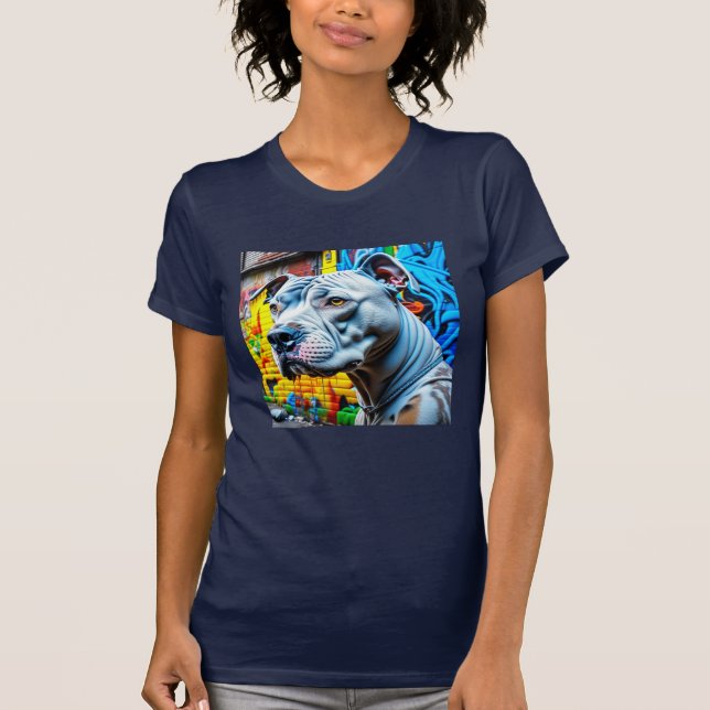 Camiseta Graffiti urbano Art White Pitbull Lover (Anverso)