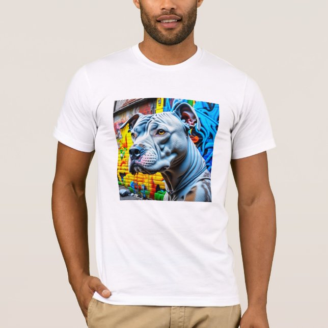 Camiseta Graffiti urbano Art White Pitbull Lover (Anverso)