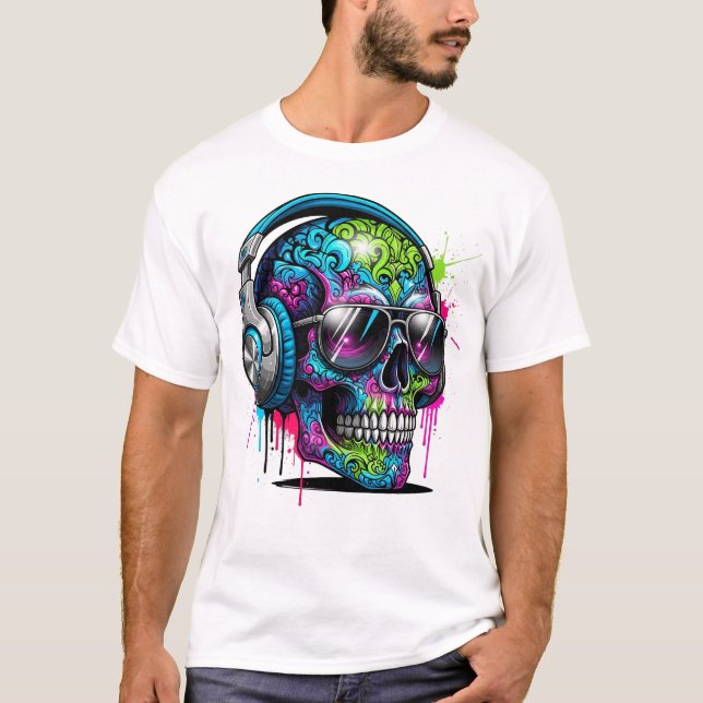Camiseta Graffiti urbano Skull DJ (Anverso)
