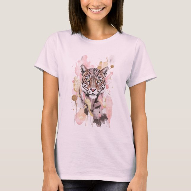 Camiseta Gráfica abstracta de leopardo guepardo en oro rosa (Anverso)
