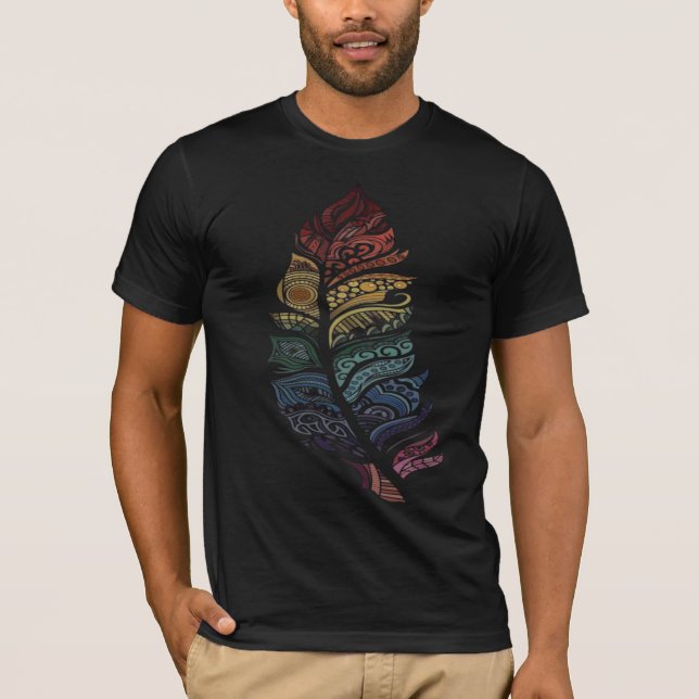 Camiseta gráfica abstracta tribal colorida  (Anverso)