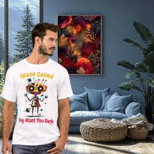 Camiseta gráfica alienígena vibrante abstracta