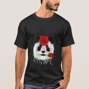 Camiseta Gráfica Animal De Panda Rosa Rojo Cute Para Mujere