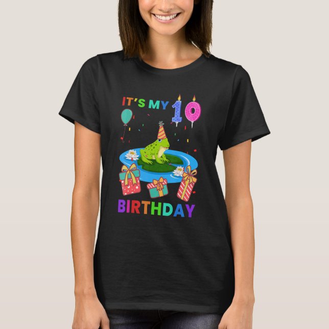 Camiseta Gráfica animal de rana de 10 cumpleaños (Anverso)