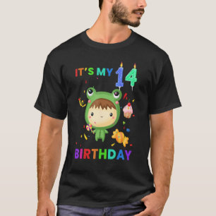 Camiseta Gráfica animal de rana de 14º cumpleaños