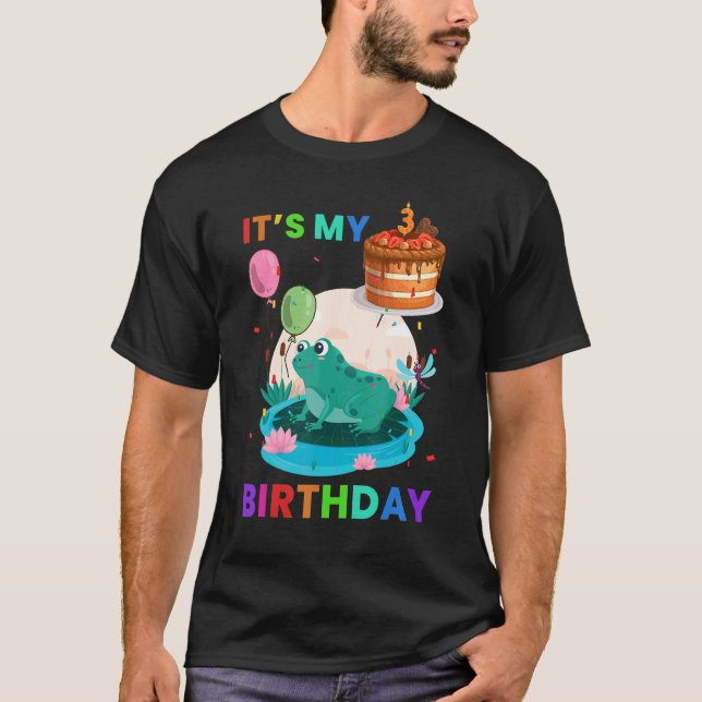 Camiseta Gráfica animal de rana de cutáneo 4 cumpleaños (Anverso)