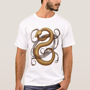 Camiseta gráfica artística de serpiente dorada ele