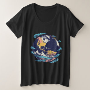 Camiseta gráfica artística terrestre y oceánica