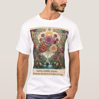 Camiseta gráfica artística vibrante de flores y na