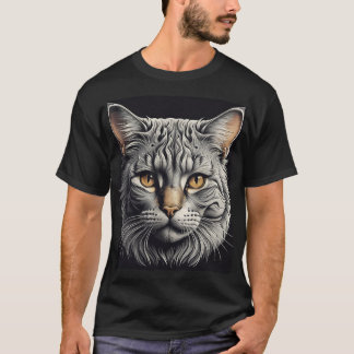 Camiseta gráfica audaz para la cabeza del gato - E