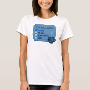Camiseta gráfica azul creativa CAFÉ PRIMERO SALVA