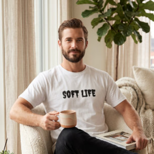 Camiseta gráfica blanca de vida suave para hombres
