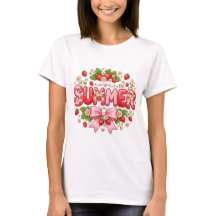 Camiseta gráfica blanca linda de verano