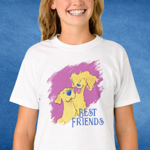 Camiseta gráfica blanca para niñas con el perro de