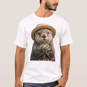 Camiseta gráfica casual de nutria adorable