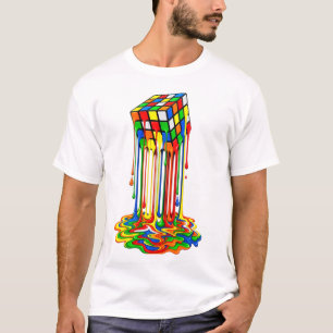Camiseta gráfica colorida de Cubo de Rubik derreti