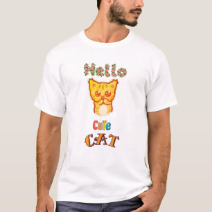 Camiseta gráfica con cara de gato Kawaii linda 