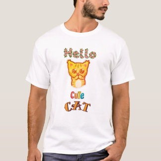 Camiseta gráfica con cara de gato Kawaii linda 