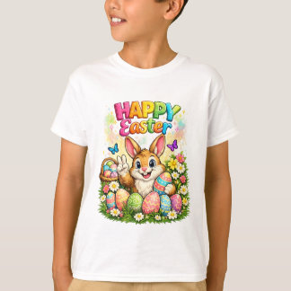 Camiseta gráfica con conejito de Pascua feliz y si
