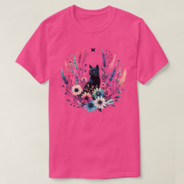 Camiseta gráfica con flores de gata vintage Boho W