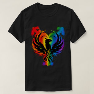 Camiseta Gráfica Corazón Fénix Arcoíris