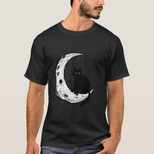 Camiseta Gráfica Crescent Moon Y Cat Gráfica