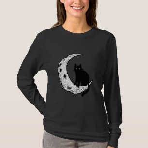 Camiseta Gráfica Crescent Moon Y Cat Gráfica