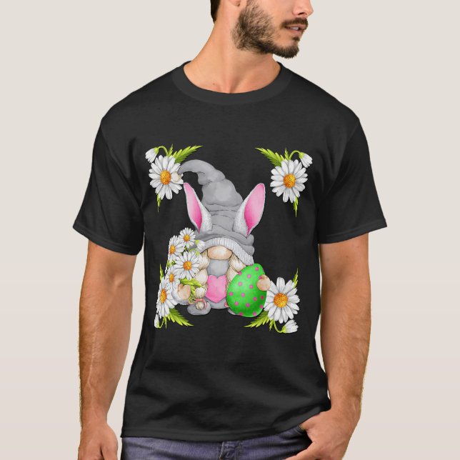 Camiseta Gráfica Cute Bunny Gnome Para Daisy Floral De Cone (Anverso)