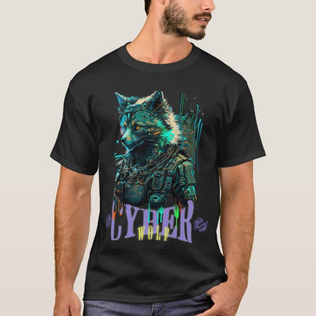 Camiseta gráfica Cyber Wolf (Anverso)