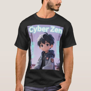 Camiseta gráfica Cyber Zen 3D Anime Boy Futurista