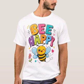 Camiseta gráfica de abeja linda 'Bee Happy' | Dise