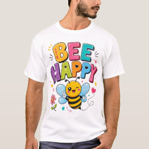 Camiseta gráfica de abeja linda 'Bee Happy'   Dise