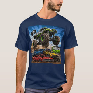Camiseta gráfica de acción de camión monstruo