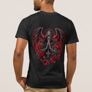 Camiseta gráfica de alas cruzadas con cráneo gótic