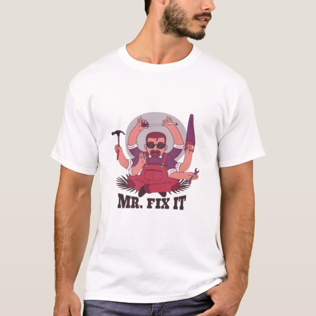 Camiseta gráfica de algodón ChilledWorld “Mr. Fix  (Anverso)