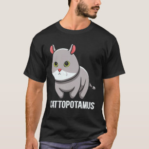 Camiseta Gráfica de animal híbrido de gato e hipopótamo lin
