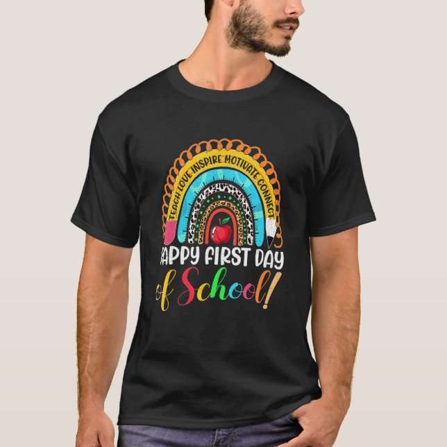 Camiseta Gráfica De Arcoiris Alegre Primer Día De Escuela (Anverso)