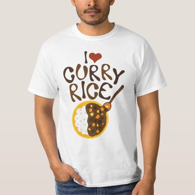 Camiseta gráfica de arroz con curry que amo (Anverso)