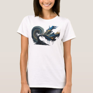 Camiseta gráfica de arte abstracto azul audaz