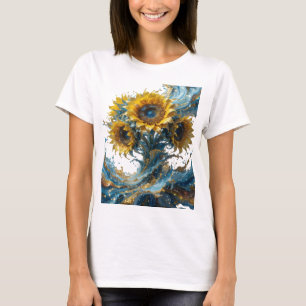 Camiseta gráfica de arte abstracto dorado Sharp
