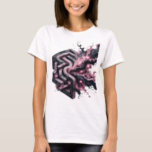 Camiseta gráfica de arte abstracto rosa moderno