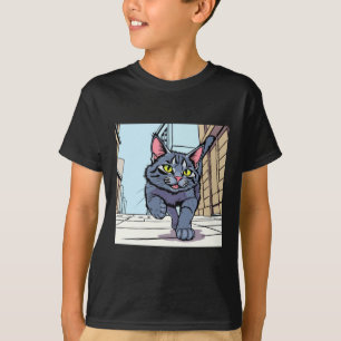 Camiseta gráfica de arte de gato de dibujos animad