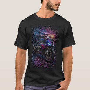 Camiseta gráfica de arte en mosaico de motocicleta