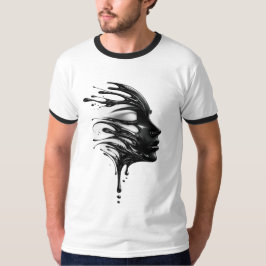 Camiseta Gráfica de Arte Facial Líquido Abstracto