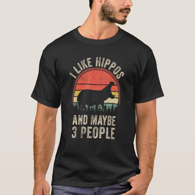 Camiseta Gráfica de arte Hippos Zoológico Animal L (Anverso)