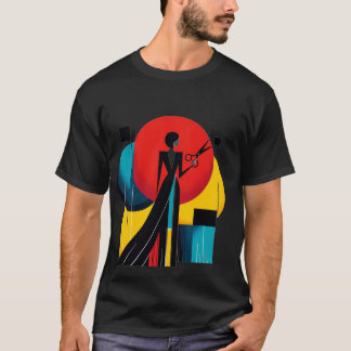 Camiseta Gráfica de Arte Moderno con Silueta Elega