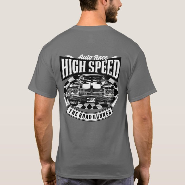 Camiseta Gráfica de auto músculo de alta velocidad estadoun (Reverso)