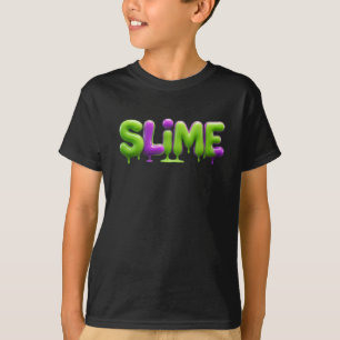 Camiseta gráfica de baba verde y morada que gotea