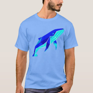 Camiseta gráfica de ballena azul geométrica de ori